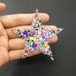 8cm Star rhinestone applique patches strass motifs crystal stones appliques iron patch for toppe