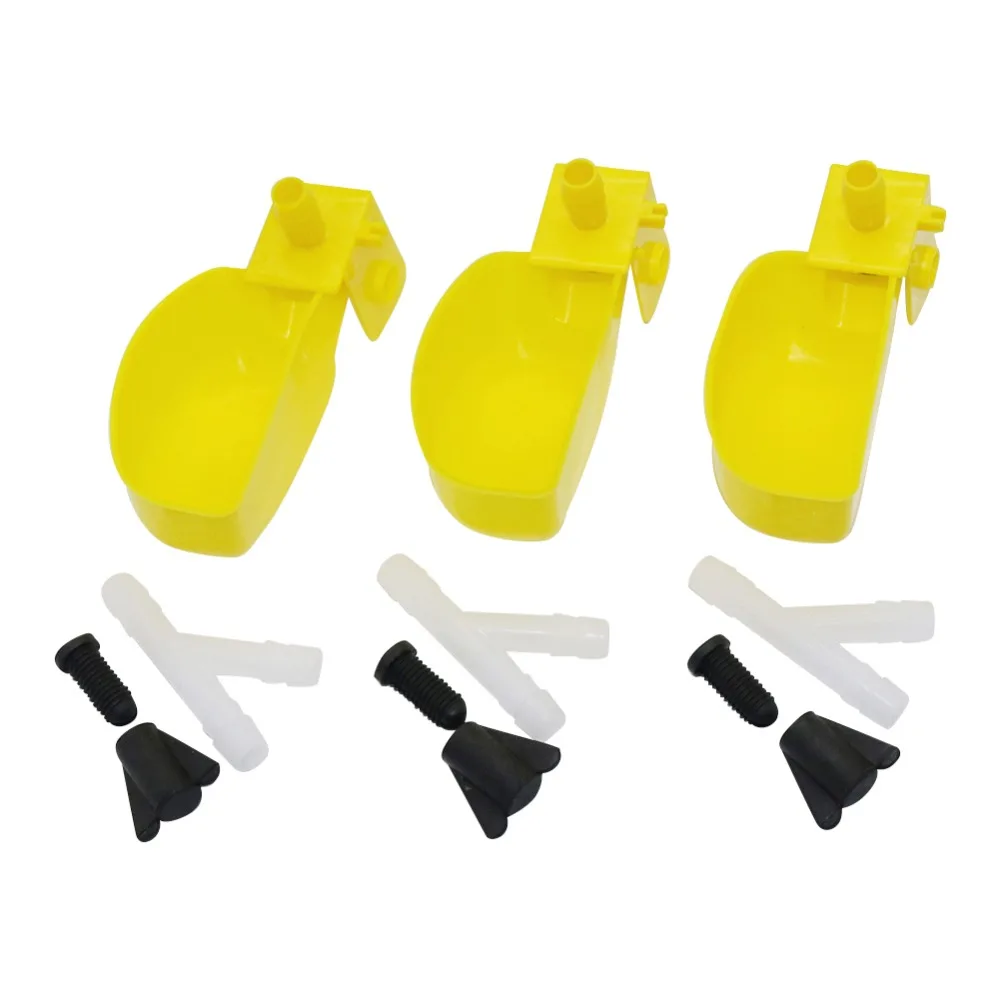 75 sets Wholesale Automatic Waterer Cups Quail Birds Chicken water Pheasant Waterer Feeders Water bowls 11.5*4.5 cm Yellow