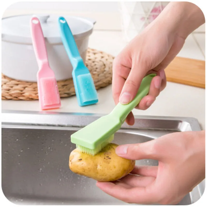 Kitchen Brush for Vegetables Scrub, Easy Clean, Kitchenware, Portable PP Material, Restaurant, Vegetables, Colorful, 1Pc