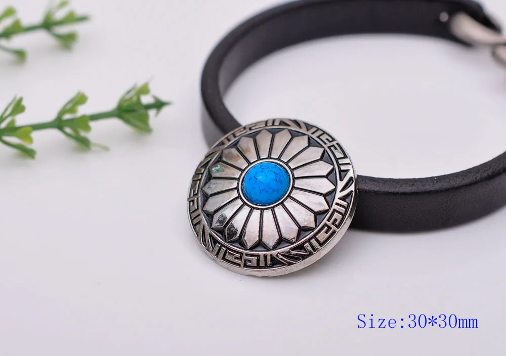 10X 30mm Fashion Sun flower Turquoise Sewing Coat Closures Leathercraft Shank Button LAKE BLUE