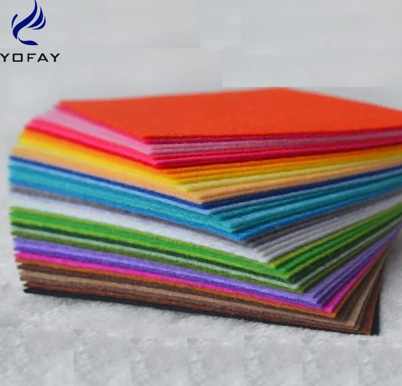 YOFAY High Quality Mix Colors Non Woven Felt Fabric 1mm Thickness Polyester Cloth Felts DIY Bundle For Sewing Dolls Crafts 40pcs