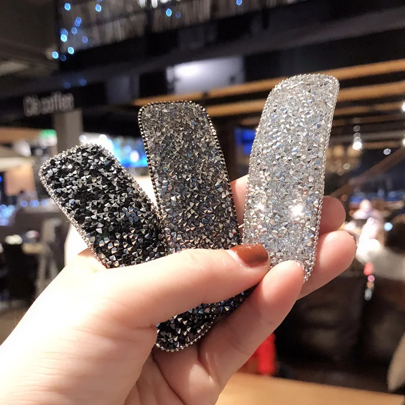 Fashion Shining Full rhinestone temperament  hairpin side clip Accessories For Women Girls Hairgrip Hair Headwear