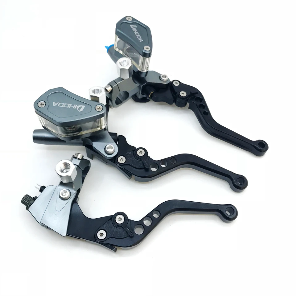 CNC Black / Red / Titanium Left Right hydraulic brake pump master cylinder lever or clutch handle with mirror mounting hole