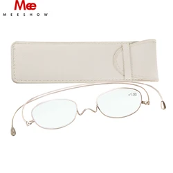 MEESHOW titanium reading glasses women men glasses frame paper glasses ultra thin eyeglasses pocket gold reading glasses +2.0