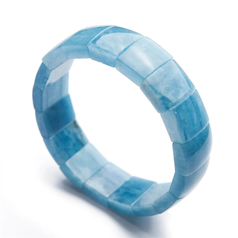 

Genuine Natural Blue Aquamarine Bracelet Bangle Jewelry For Women Lady Men Crystal 14x11mm Beads Stone Gemstone Strands AAAAA