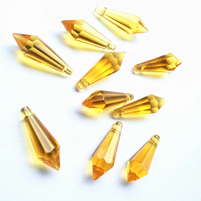 Hot Selling 120pcs/lot Gold Crystal Chandelier Prisms 35mm Glass U-Drop Icicle Pendants For Lighting Diy Accessories +Free Rings