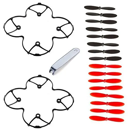 EBOYU Propeller Blades Props and Protection Guard Cover for Hubsan X4 H107C H107D Quadcopter Black / Red