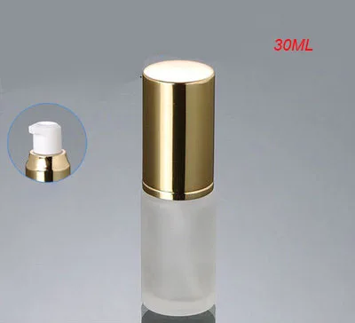 

30ml frosted glass gold press pump bottle with gold cap ,wholesale frost 30 ml lotion glass bottle,1ounce empty glass bottle