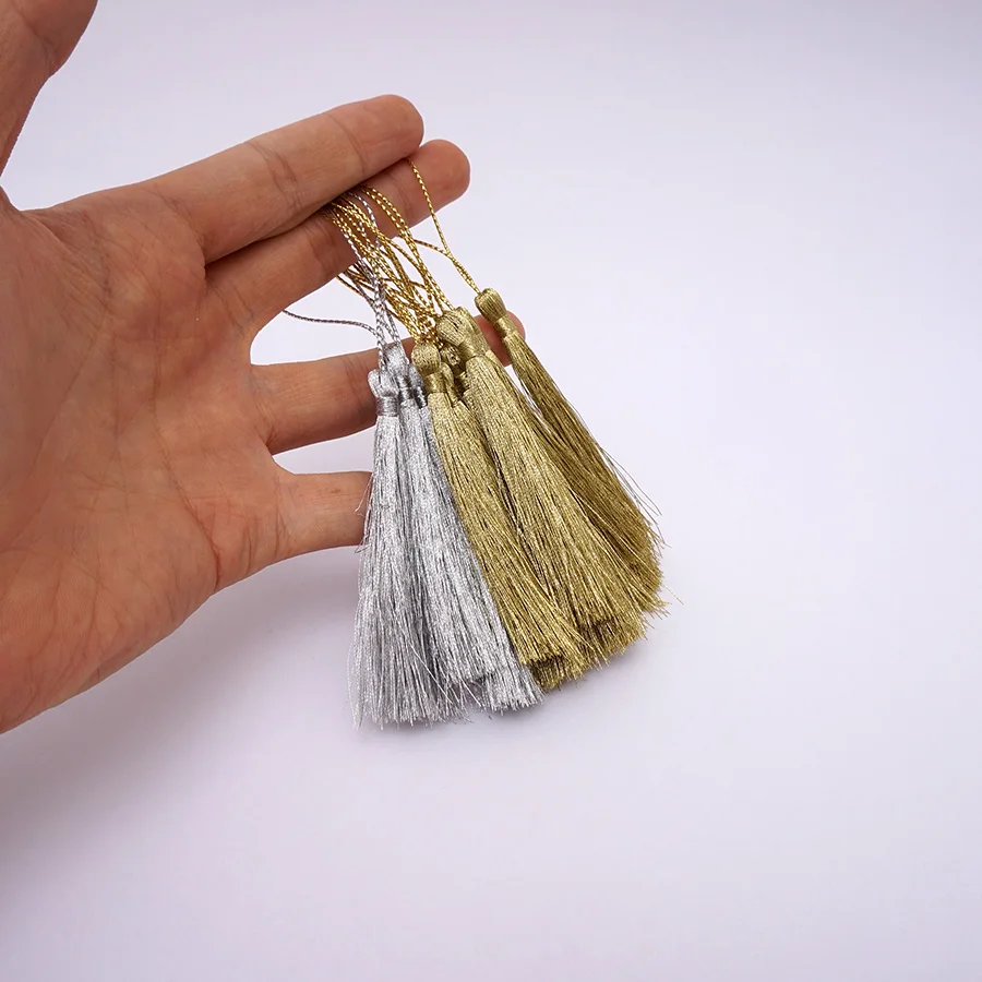 13cm Length Silk Tassels Wedding DIY Crafts Tags Party Decoration Favors Guest Gifts Accessories Light Gold Silver Color