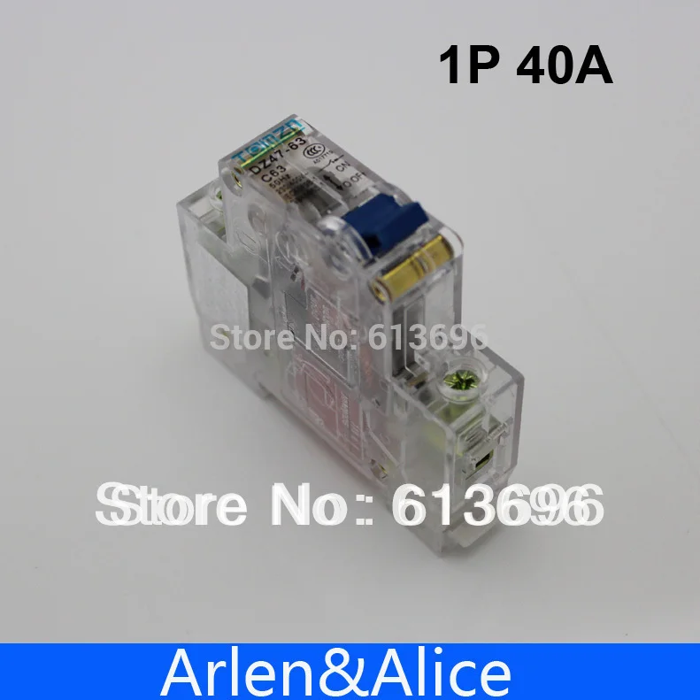 1P 40A 40ampere 230V 50/60HZ Transparent case Mini Circuit breaker MCB C45 type