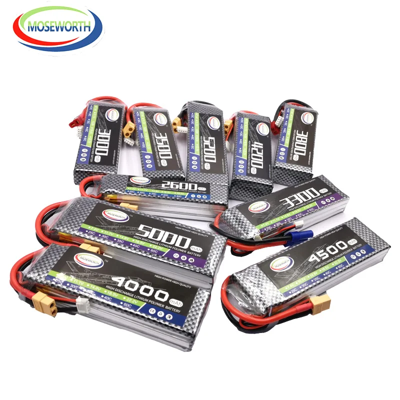 3S 11.1V 1300 1800 2200 3300 4200 4000 5200 6000mAh 30C 40C 60C Nano RC Toys LiPo Battery RC Airplane Drone Helicopter