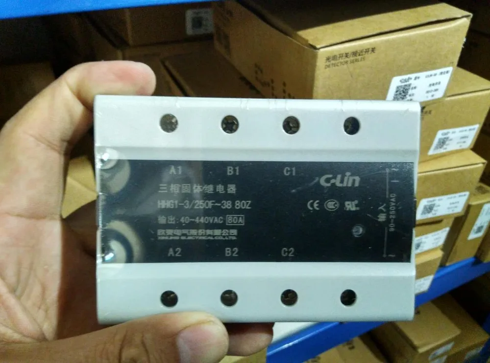 Brand new original authentic C-Lin HHG1-3/250F-38 three-phase AC control AC SSR-AA Solid State Solid State Relay 80A  40-440VAC