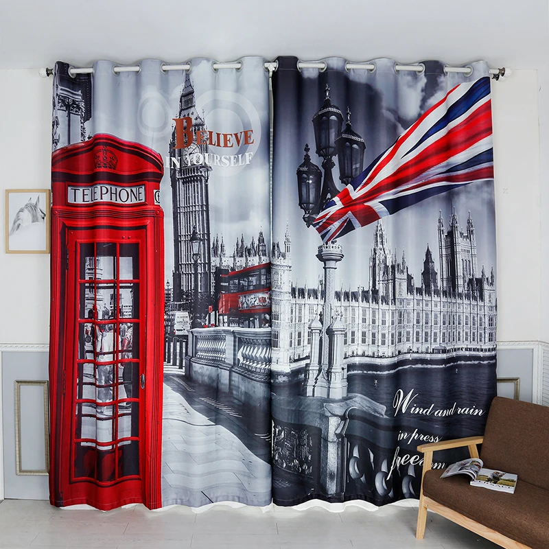 Streetscape Oil Style European Pattern 3D Curtain for Bedroom Custom Thickened Curtains for Room Accept your size