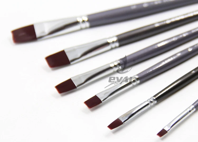 6pcs/Set,high quality wine red nylon hair Flash silver birch wood watercolor brushes acrylic brush Set Drawing Art Supplies