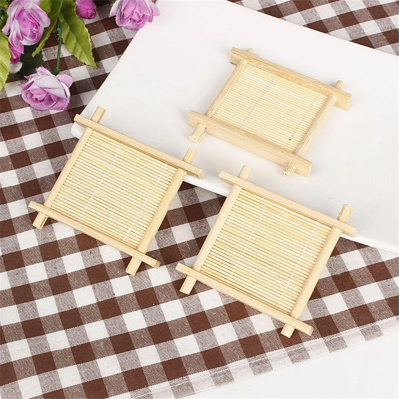 Arshen Mini Handmade Bamboo Cup Mat Kung Fu Tea Accessories Table Placemats Coaster Coffee Cups Drinks Kitchen Product Mug Pads