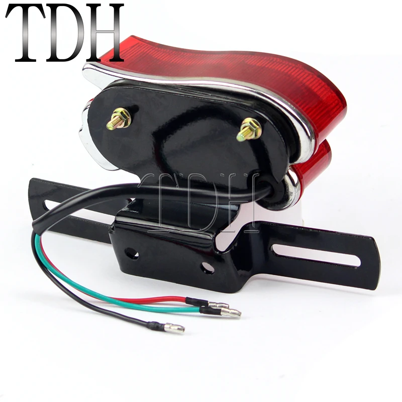 Universal Motorcycle Retro Red Taillight Brake Stop Light License Plate Lamp Rear Light For Harley Softail Custom Chopper Bobber view 3