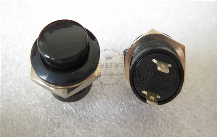 Original new 100% import R13-507A button reset switch 2pin press on button no lock switch 6A125VAC 3A250VAC 16MM