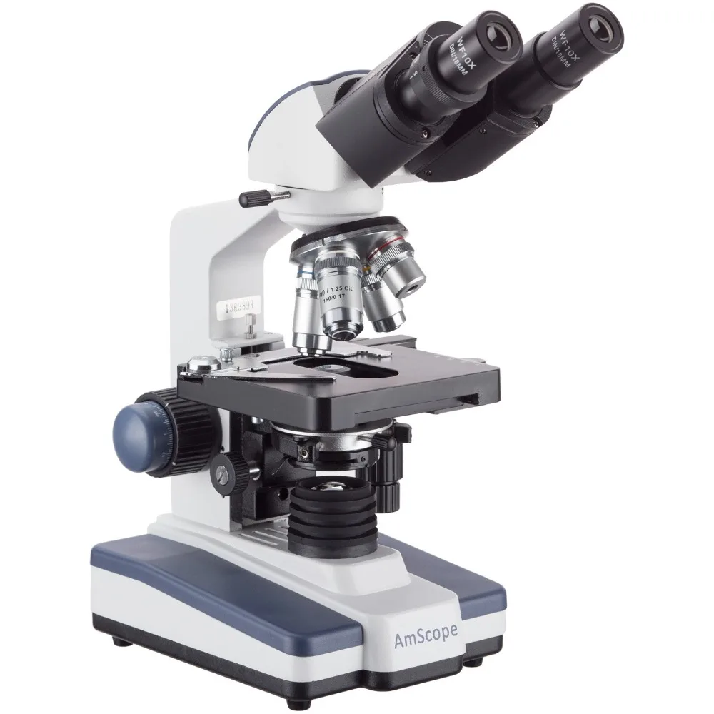 AmScope – Microscope binoculaire de laboratoire 40X-2500X à LED, composé de 3d étages