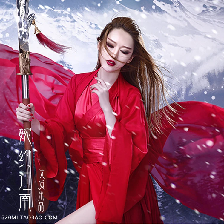 Jin Guo Hong Yan 2015 Winter Red Women's Costume Sexy Tempatation Swordlady Costume Heroine's Costume