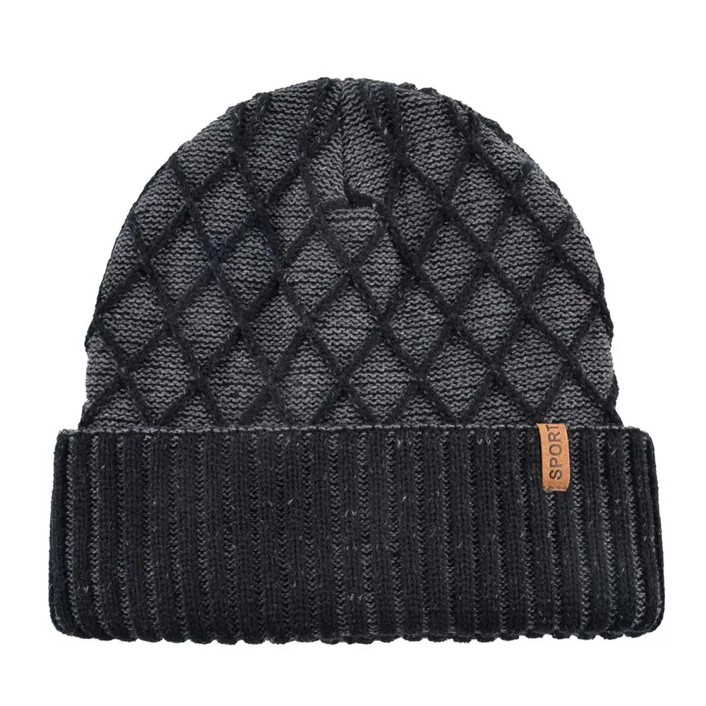 Winter Beanies Hats For Men Warm Knitting Plaid Wool Skullies Caps Thick Toucas Add Velvet Outdoor Ski Beanie Gorras Women Hat