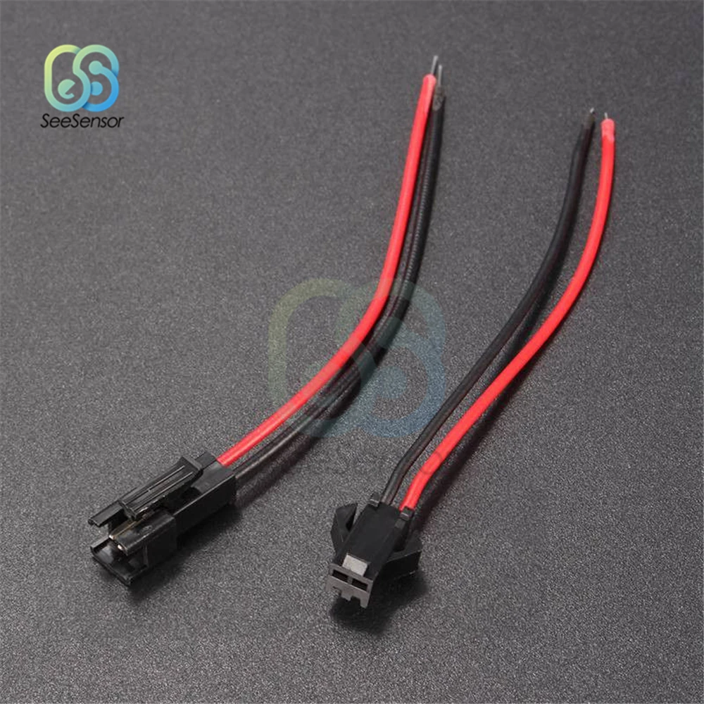 10Pairs 10cm 15cm Long JST SM 2Pins 2P Plug Male to Female Wire Connector LED Connectors