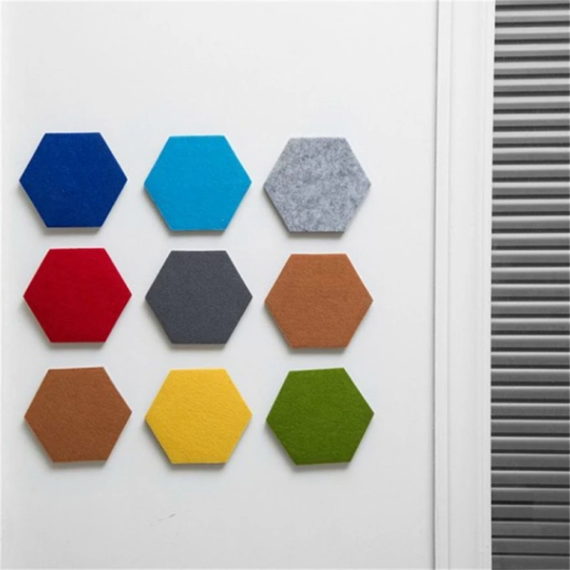 Hexagon Pad Cork Board/Pin Board, 9-Pack Colorful Wall Tiles Memo Felt Board For Wall Stickers Home Decors