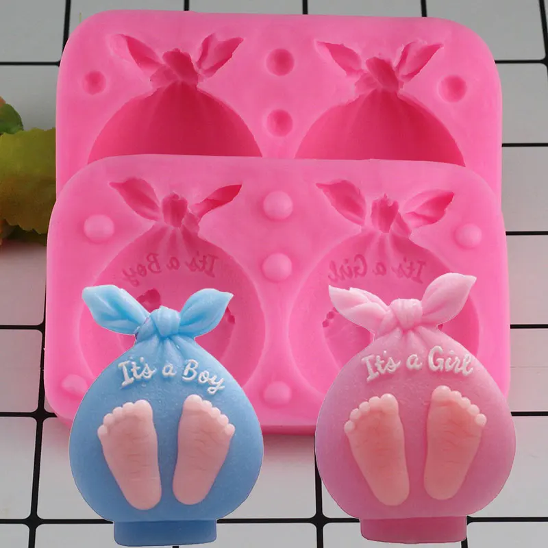 Mujiang 3D Baby Gift Bags Candle Silicone Soap Mold Baby Party Fondant Cake Decorating Tools Chocolate Candy Gumpaste Moulds