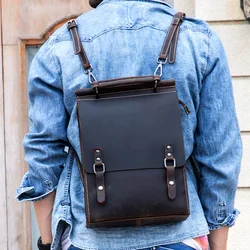 Zaino da uomo Vintage in pelle di cavallo pazzo zaino da donna in vera pelle Daypack uomo A4 borse da scuola zaino zaini per laptop borsa a tracolla