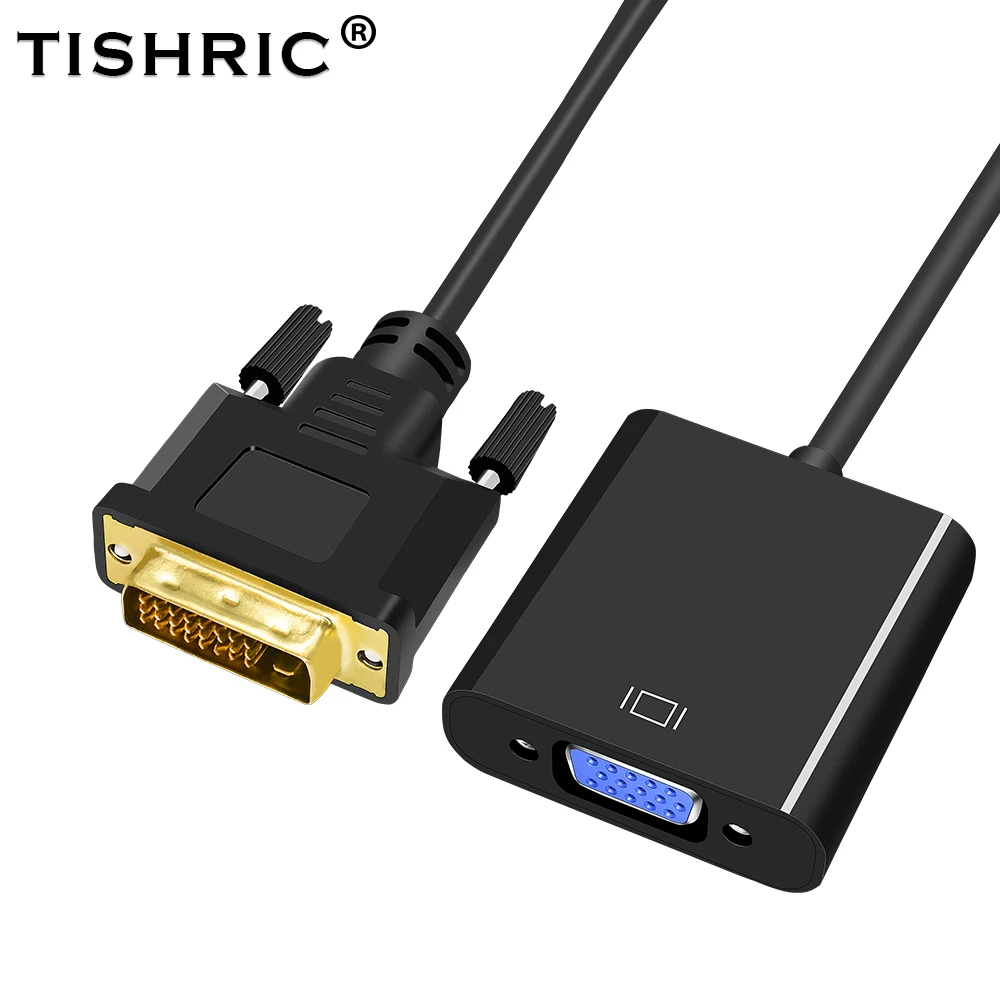 TISHRIC 10 sztuk DVI-D DVI do konwerter VGA Adapter kabel wideo 24 + 1 25Pin DVI-D na VGA 15Pin Active 1080 P dla projektor TV PS3 PC