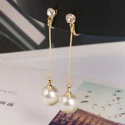 JIOFREE Simple Long Pearl Clip On Earrings Charm Pendant Simulated Pearl Geometric No Pierced For Women Wedding jewelry