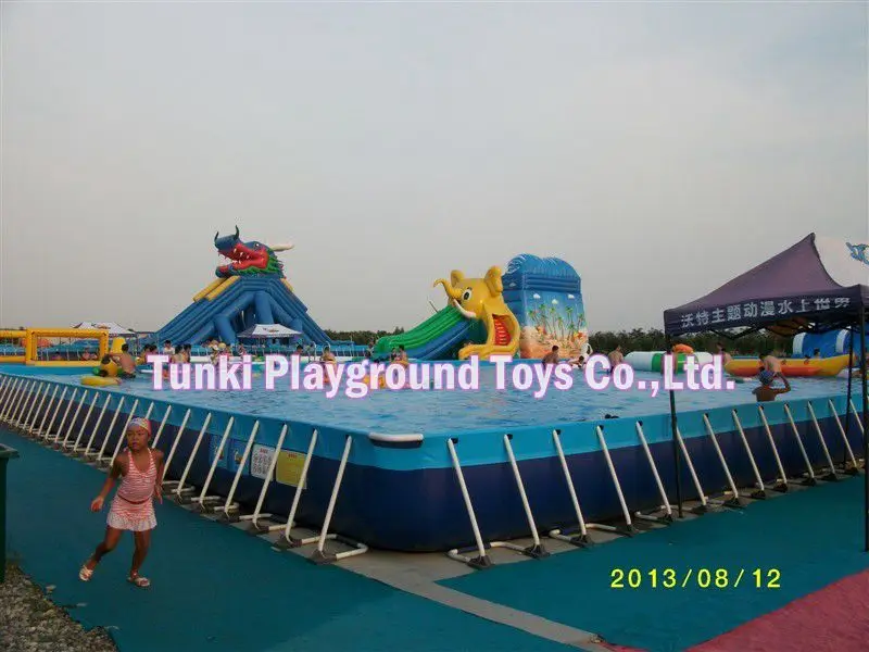 Popular water games on giant removable metal frame swimming pool