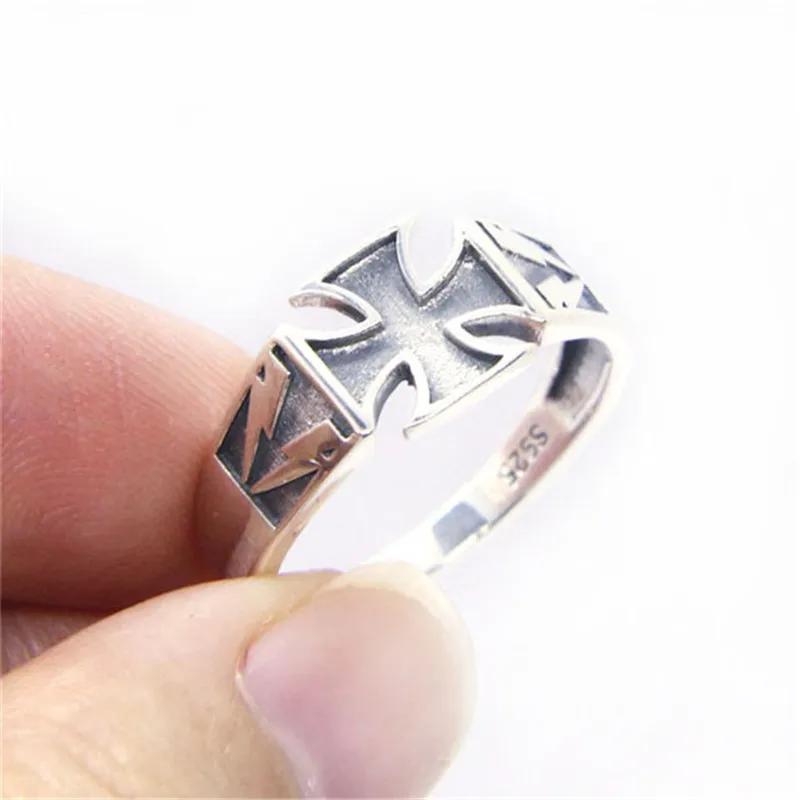 Size 6-10 Lady Girls 925 Sterling Silver Cross Ring Jewelry Newest S925 Fashion Punk Ring