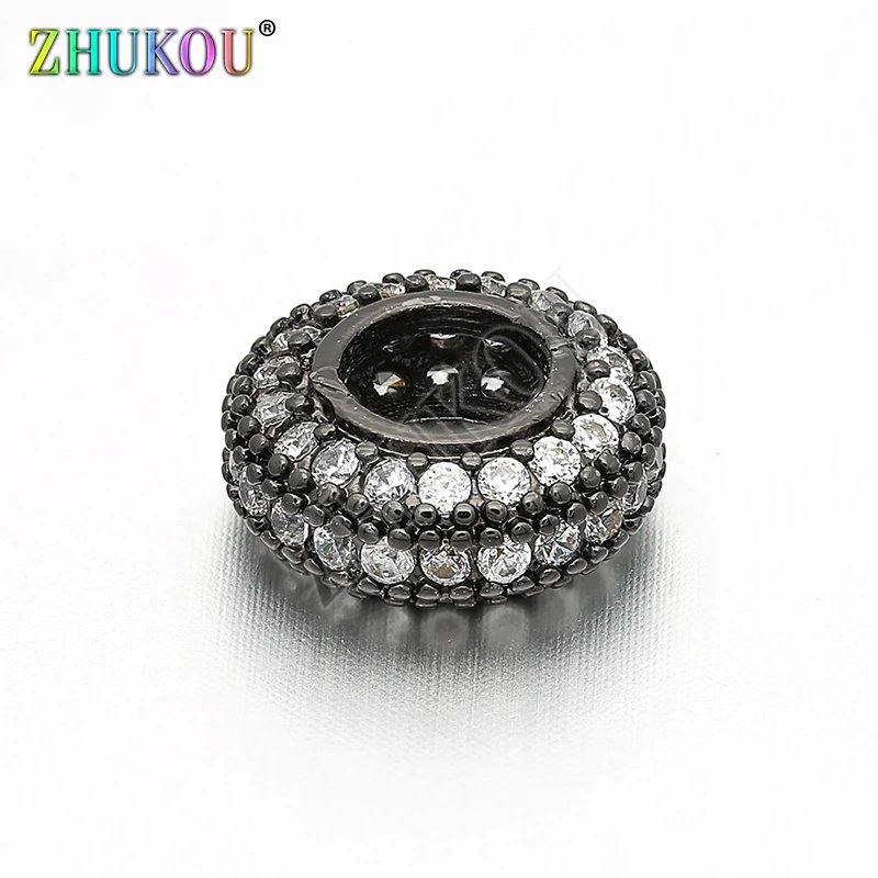 2Pcs,Handmade Brass Cubic Zirconia Spacer Beads DIY Women Necklace Pendant Jewelry Accessory Findings, Hole: 1.5mm, Model: VZ18