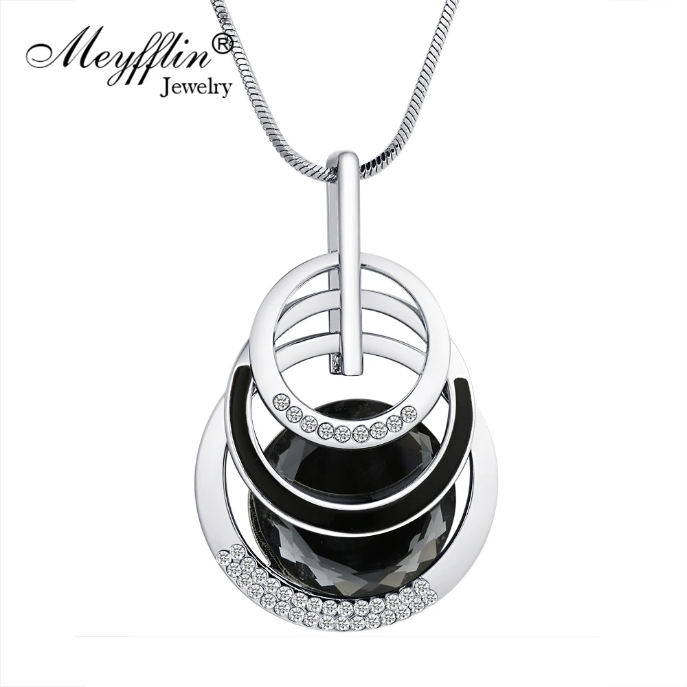 Meyfflin Collier Femme długie naszyjniki dla kobiet okrągły komunikat naszyjnik Maxi Colar Chain biżuteria 2022 Bijoux