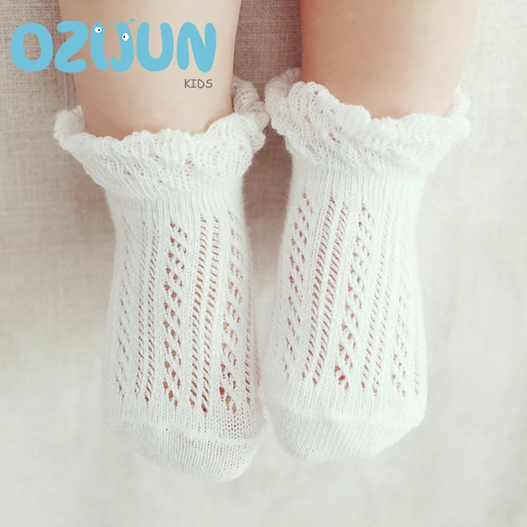 

Summer Baby Girls Lace Cotton Hollow Mesh Socks 0-1/1-2Y Newborn Anti-slip Socks Non-Slip Transfer Toddler Socks Loose Top