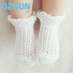 Summer Baby Girls Lace Cotton Hollow Mesh Socks 0-1/1-2Y Newborn Anti-slip Socks Non-Slip Transfer Toddler Socks Loose Top