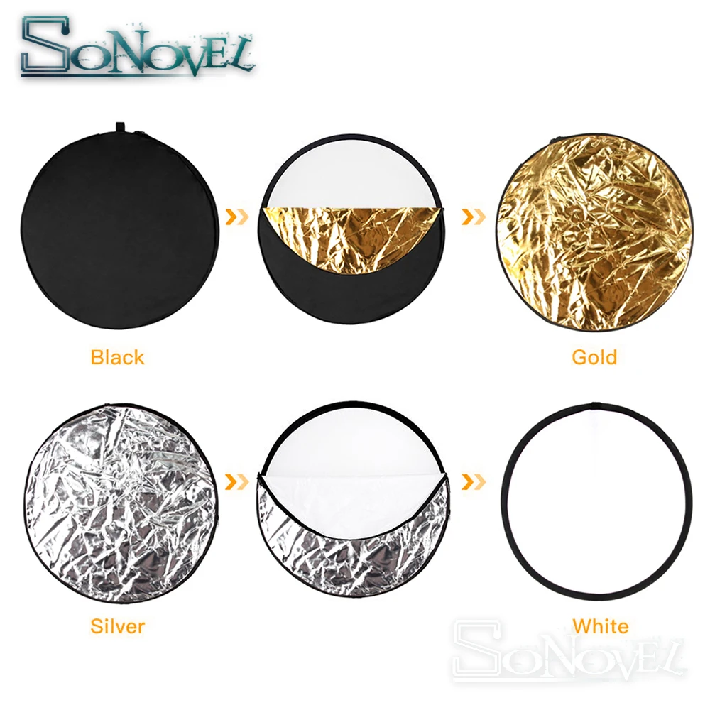 Réflecteur de photographie rond pliable Portable, 60CM 24 "5 en 1, sac de transport pour disque de Studio, accessoires de photographie