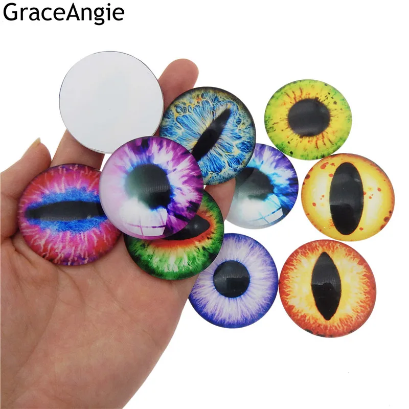 12pcs 35mm 40mm Glass Dragon Cat Eye Cameo Flatback Mix Color Pattern Animal Eye for Doll Making Craft Kid Jewelry DIY Accessory