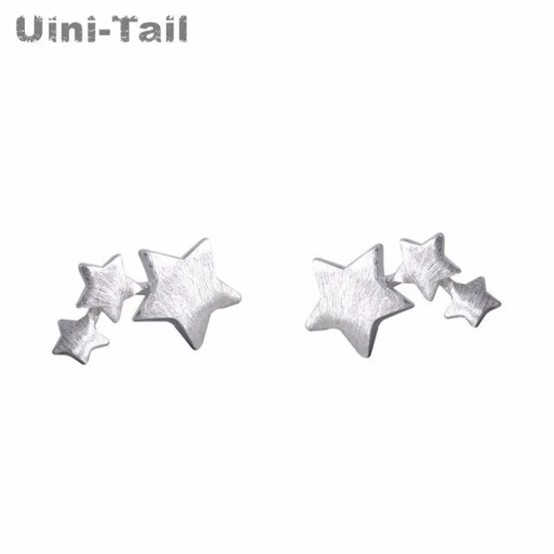 Uini-Tail hot new 925 Tibetan silver original brushed stars earrings hypoallergenic earrings fashion small fresh trend ED016