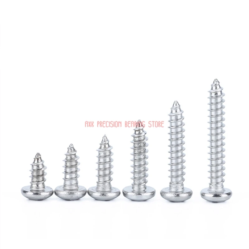 2023 Wood Screws Vis 304 Grade M5.5x10/12/14/16/16/18/20 Mm Stainless Steel Round Head Tapping Screw Wood Phillips Pan Self