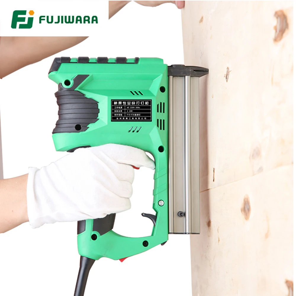 FUJIWARA 2200W Electric Quick Nail Gun Woodworking Nailing Tool F10-F30 Nails Home DIY Carpentry Decoration