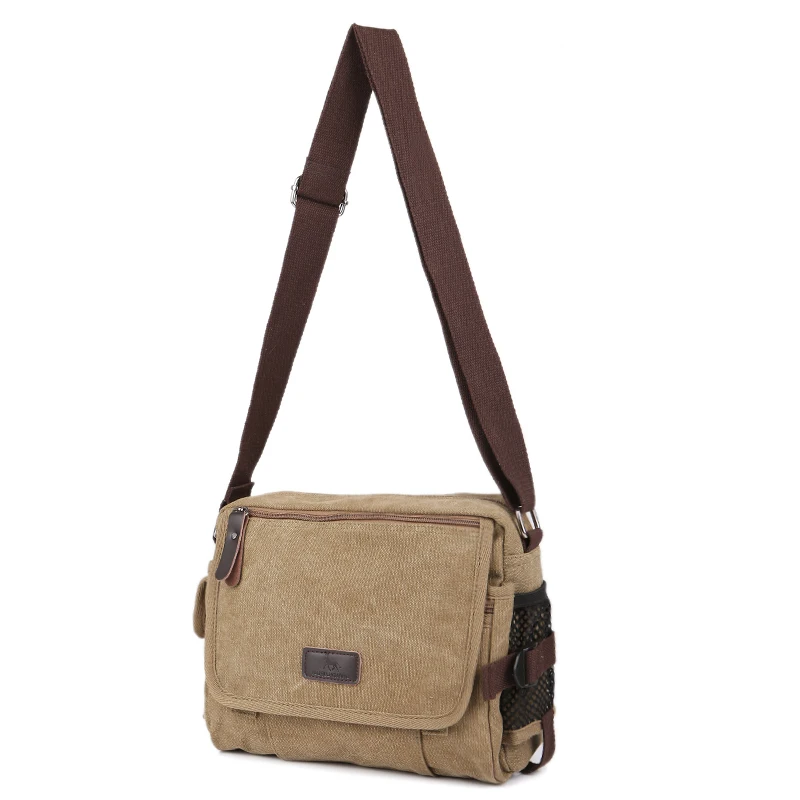 Bolsos de mensajero casuales multifuncionales para hombres, bolsos de hombro de ocio de lona, bolso cruzado pequeño Vintage para hombres