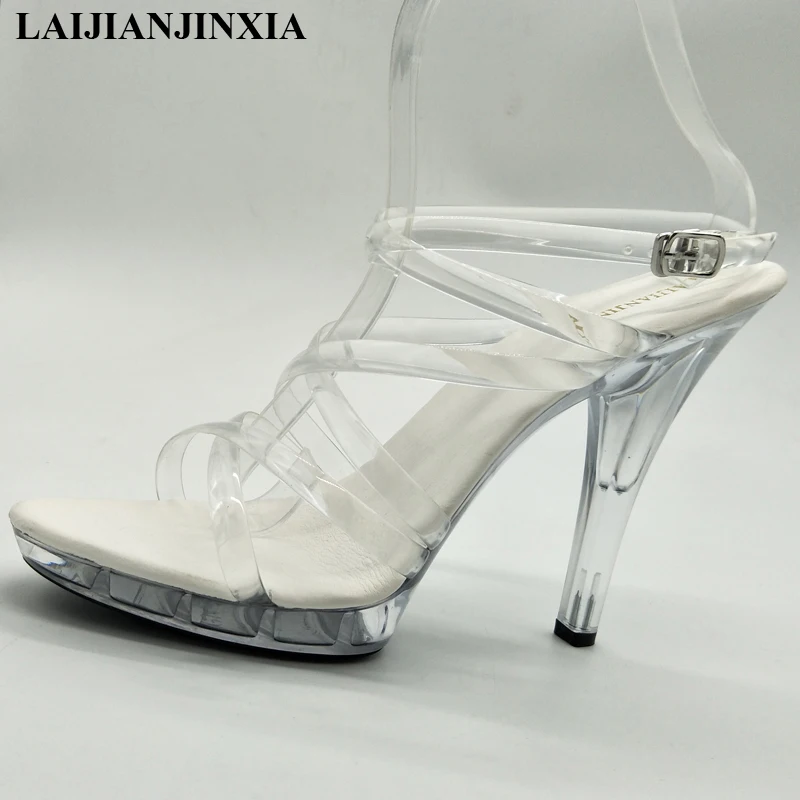 

LAIJIANJINXIA женские сандалии на тонком высоком каблуке 13 см гладиаторы ремешки на щиколотке модная летняя черная Прозрачная женская обувь вечерние