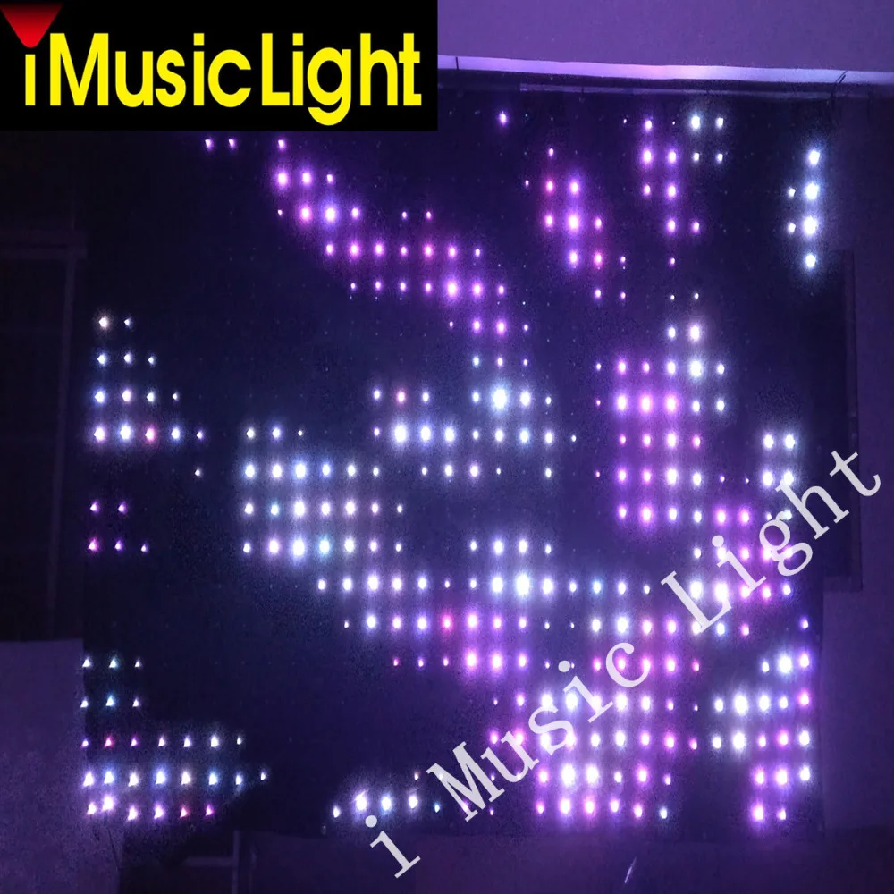 Cortina de vídeo em led com controle pc/dmx p10 2 mx 3 m, tecido de vídeo, perfeita para djs, bandas, discos móveis e suportes de palco