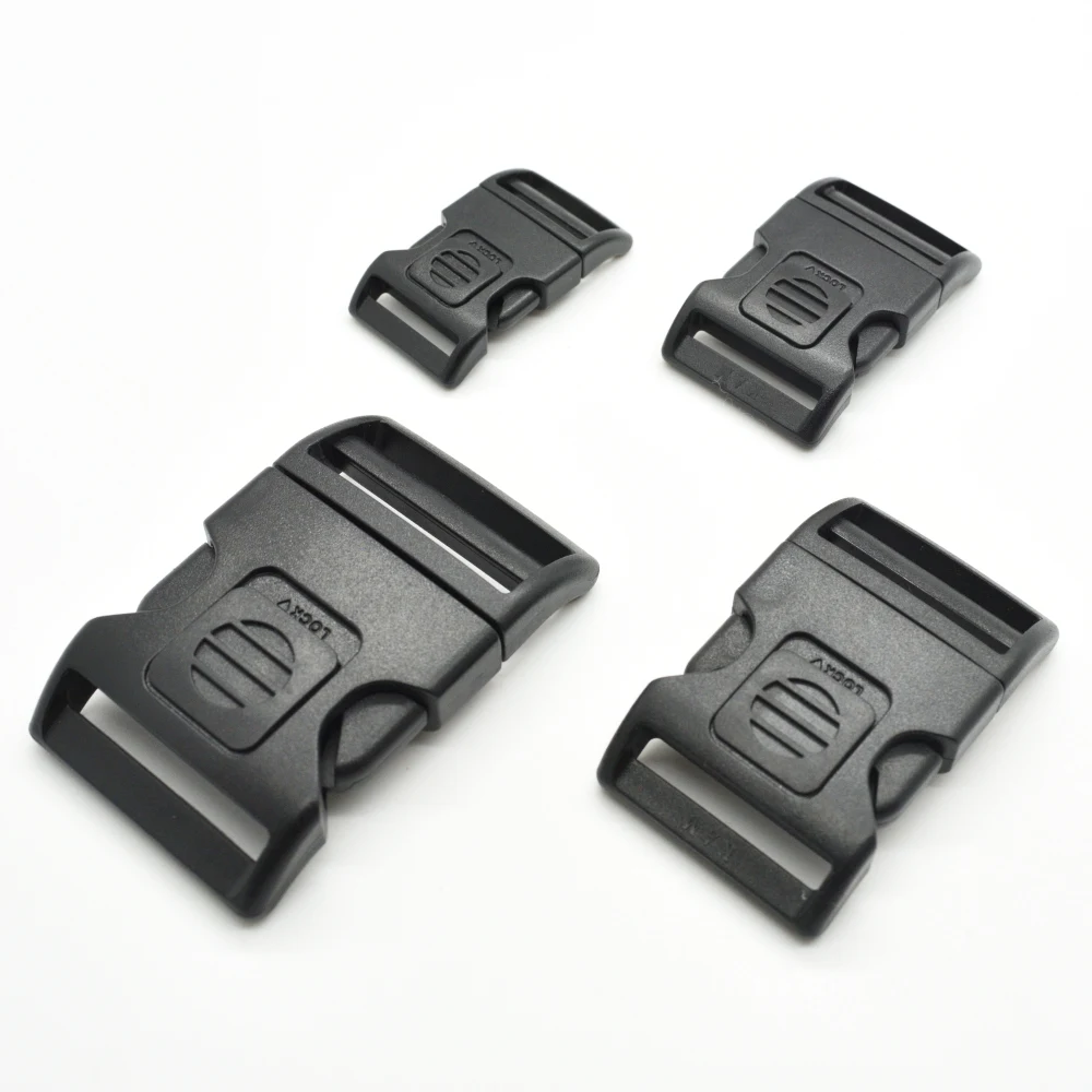 10pcs/pack Plastic Side Release Buckle Black For Backpack Luggage Webbing 20mm 25mm 32mm 38mm