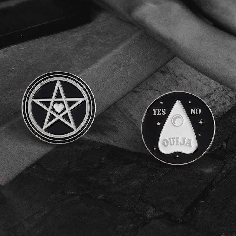 Witch pins collection Pentagram Triple moon Constellation Wizard Brooches Witchy Goth Jewelry Lapel pin for Witches