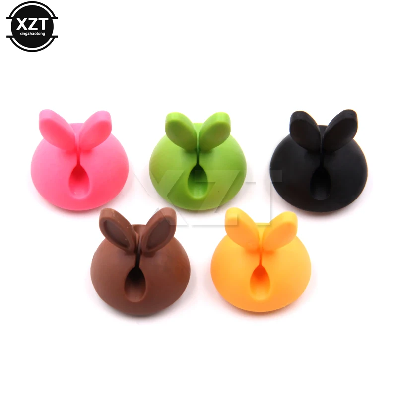 Colorful Adhesive Car cable Silicone Cute Clips Cable Winder Drop Wire Tie Headphone Bobbin Wires Holder