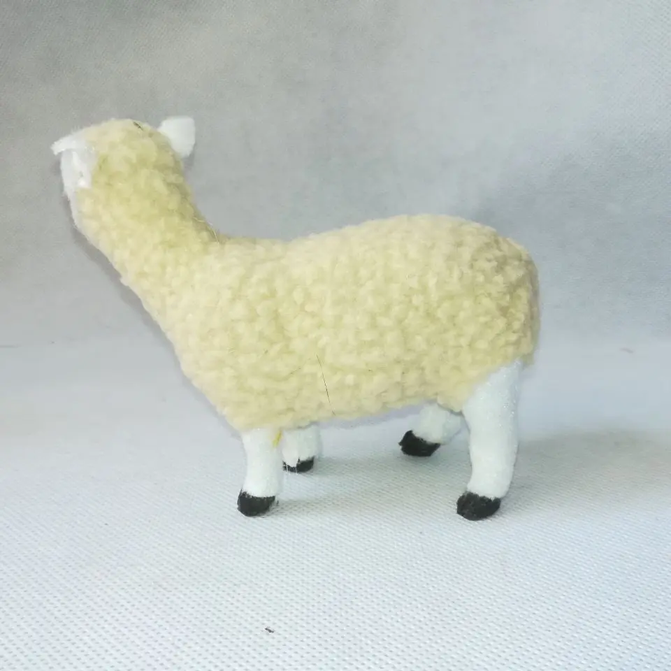 real life toy about 12x10cm sheep toy model polyethylene&real furs goat model home decoration props ,model gift d1079