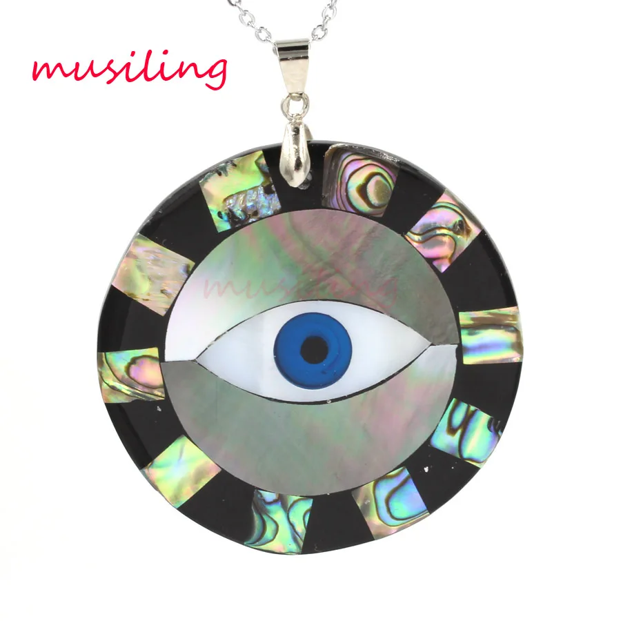 

Big Eye Natural Abalone Shell Splicing Pendant Pendulum Accessories Silver Plated European Charms Jewelry Amulet 10pcs