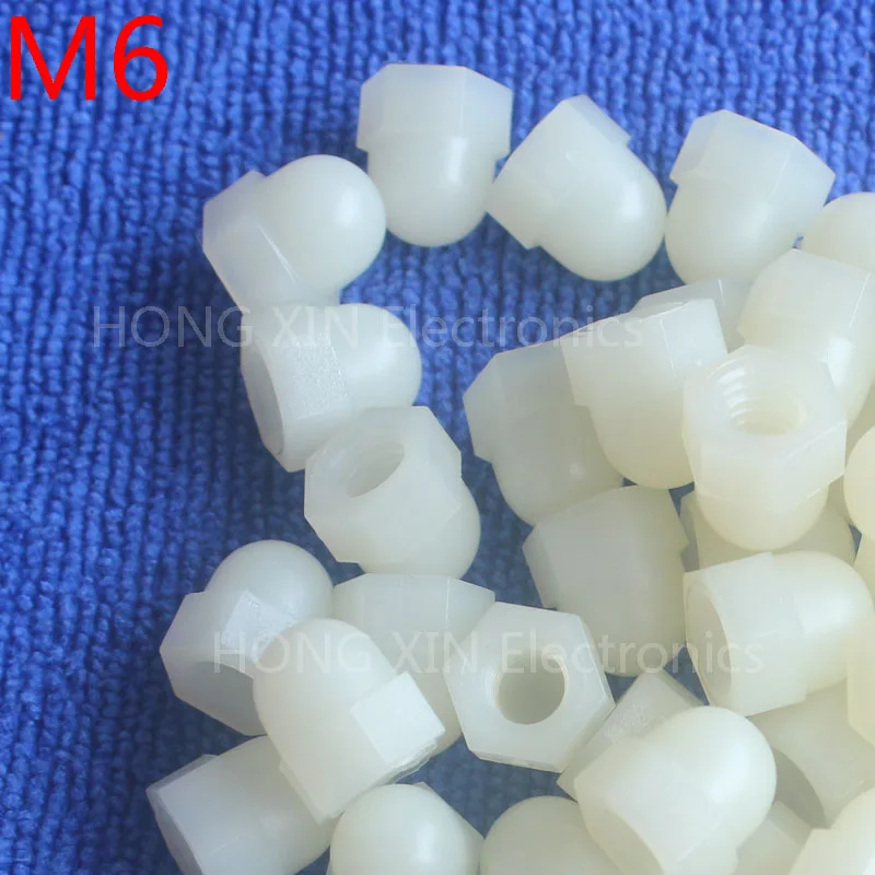 M6 1 pcs white Nylon acorn nuts /6mm Protection Dome Head hex Cover Nuts/Plastic hexagon Cap Nut brand new high-quality